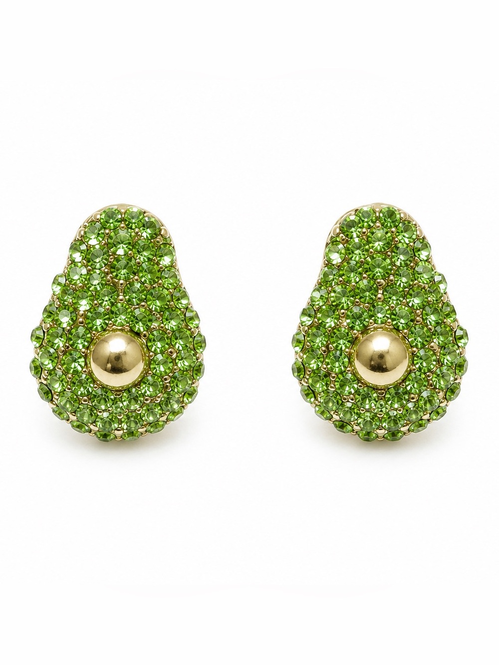 Green Crystal Avocado Stud Earrings